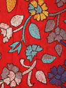 PinkLoom Women's Silk Katha Stich Saree With Unstitched Blouse Piece