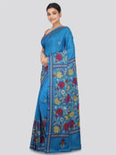 PinkLoom Women's Silk Katha Stich Saree With Unstitched Blouse Piece