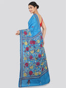 PinkLoom Women's Silk Katha Stich Saree With Unstitched Blouse Piece