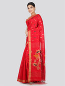 PinkLoom Women's Cotton Silk Saree With Unstitched Blouse Piece