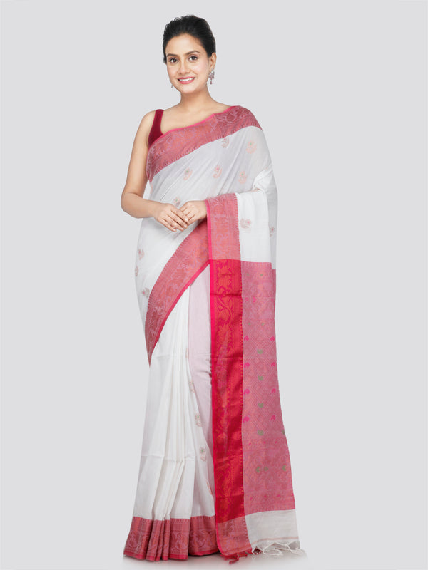 PinkLoom Women's Cotton Saree With Unstitched Blouse Piece