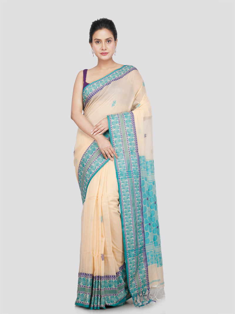 PinkLoom Women's Cotton Saree With Unstitched Blouse Piece