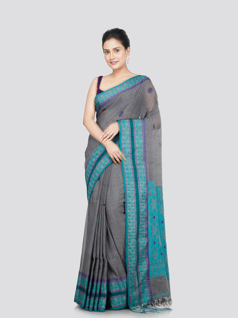 PinkLoom Women's Cotton Saree With Unstitched Blouse Piece