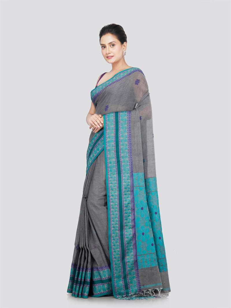 PinkLoom Women's Cotton Saree With Unstitched Blouse Piece