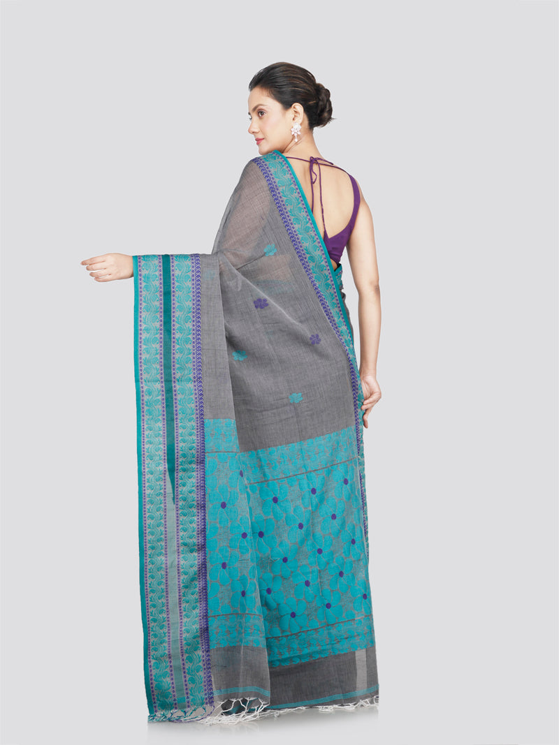 PinkLoom Women's Cotton Saree With Unstitched Blouse Piece