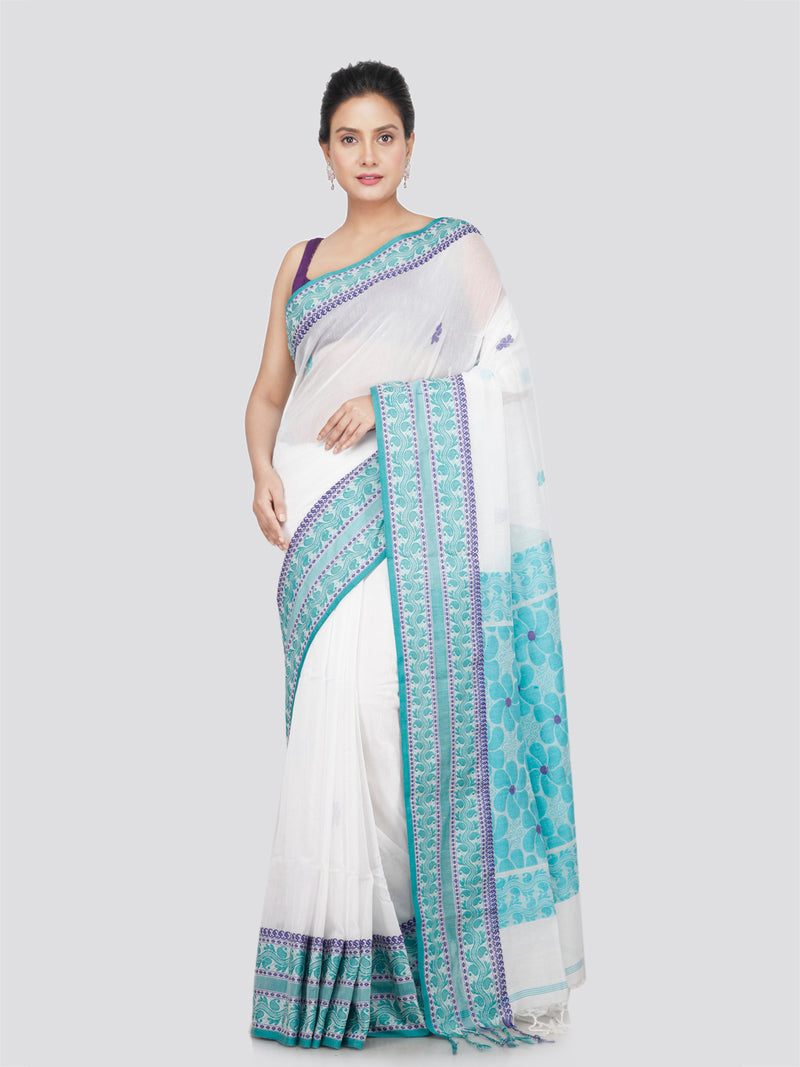 PinkLoom Women's Cotton Saree With Unstitched Blouse Piece