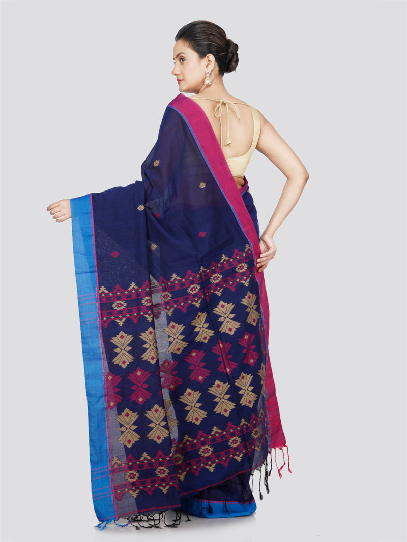 PinkLoom Women's Cotton Saree With Unstitched Blouse Piece