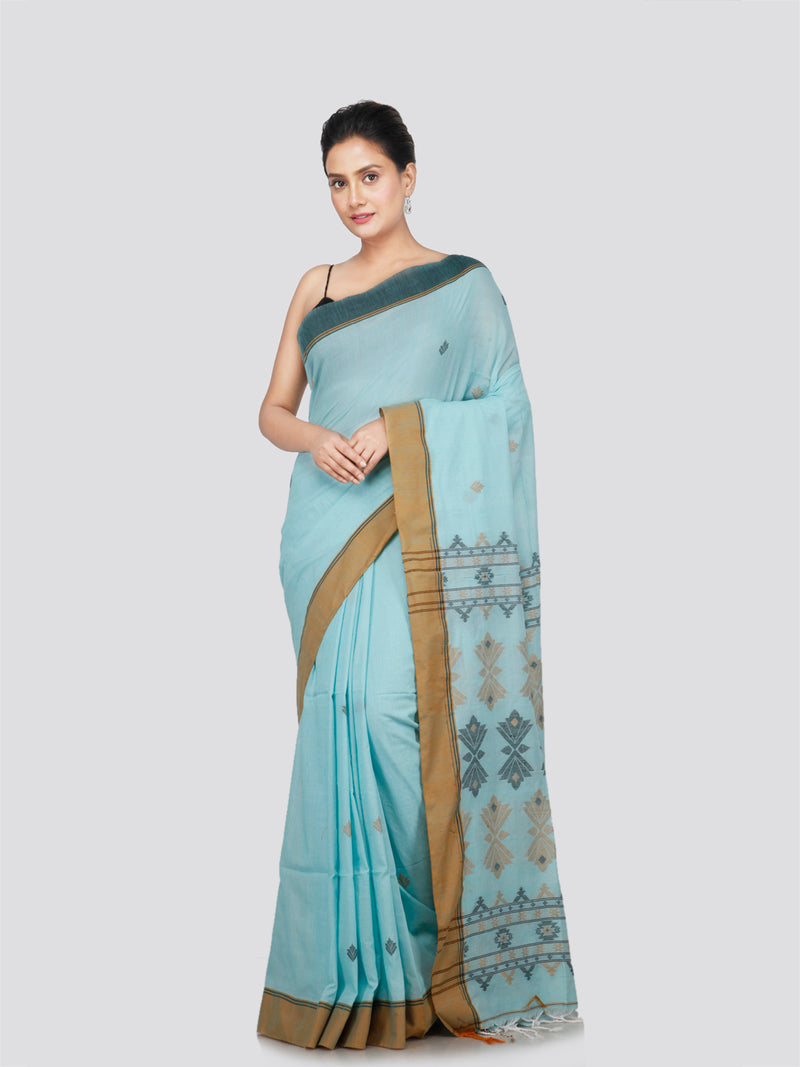 PinkLoom Women's Cotton Saree With Unstitched Blouse Piece