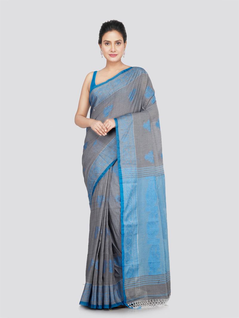 PinkLoom Women's Cotton Saree With Unstitched Blouse Piece