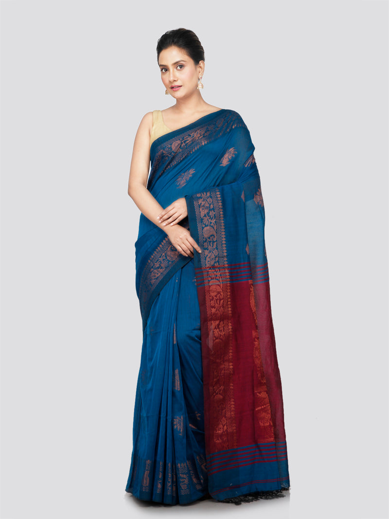 PinkLoom Women's Cotton Saree With Unstitched Blouse Piece