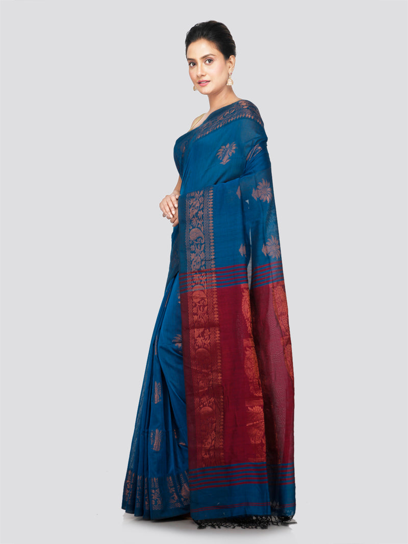 PinkLoom Women's Cotton Saree With Unstitched Blouse Piece