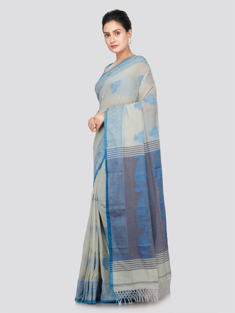 PinkLoom Women's Cotton Saree With Unstitched Blouse Piece