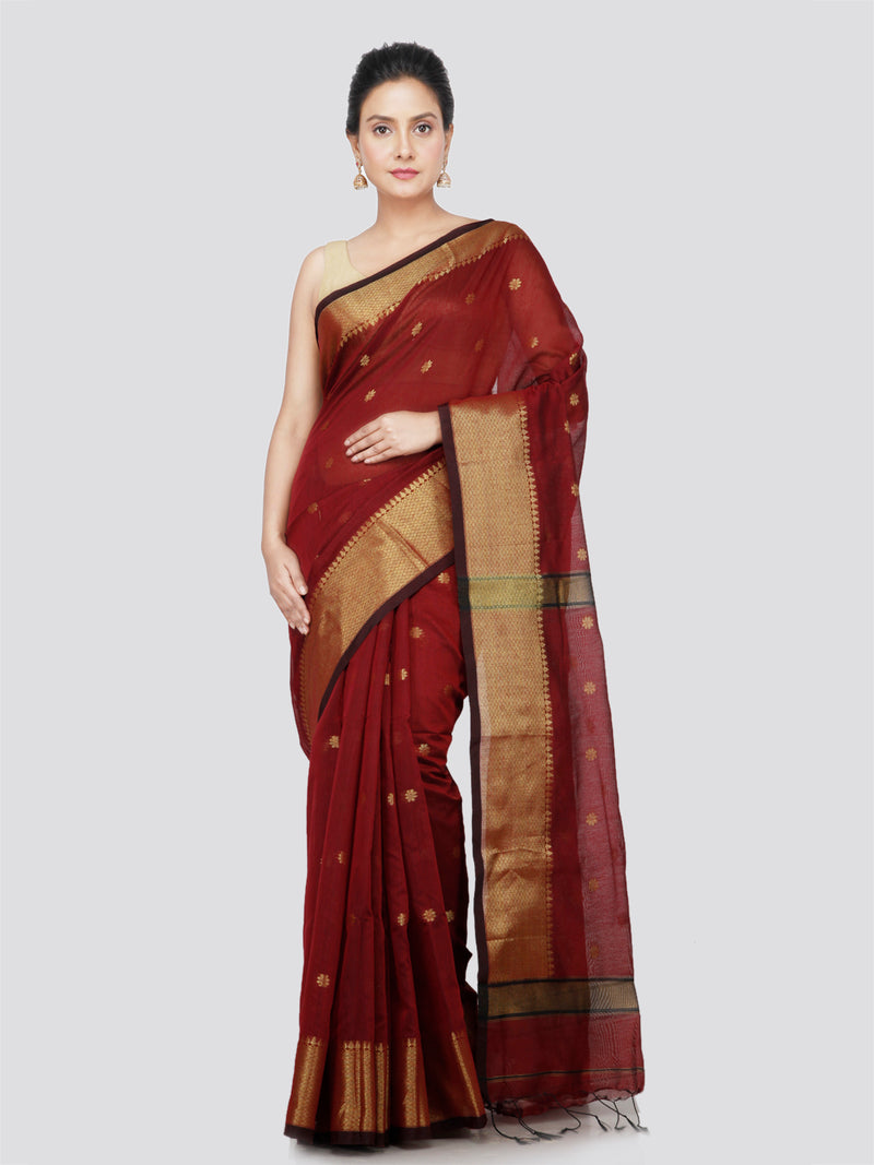 PinkLoom Women's Cotton Silk Saree With Unstitched Blouse Piece