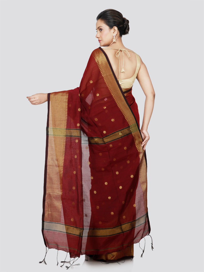 PinkLoom Women's Cotton Silk Saree With Unstitched Blouse Piece