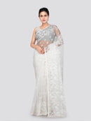 PinkLoom Women's Silk Jamdani Saree With Unstitched Blouse Piece