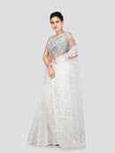 PinkLoom Women's Silk Jamdani Saree With Unstitched Blouse Piece