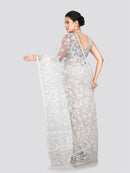 PinkLoom Women's Silk Jamdani Saree With Unstitched Blouse Piece