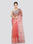 PinkLoom Women's Silk Jamdani Saree With Unstitched Blouse Piece