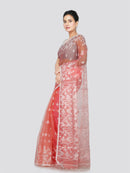 PinkLoom Women's Silk Jamdani Saree With Unstitched Blouse Piece