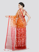 PinkLoom Women's Silk Jamdani Saree With Unstitched Blouse Piece