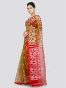 PinkLoom Women's Silk Jamdani Saree With Unstitched Blouse Piece