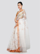 PinkLoom Women's Silk Jamdani Saree With Unstitched Blouse Piece