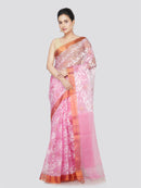 PinkLoom Women's Silk Jamdani Saree With Unstitched Blouse Piece