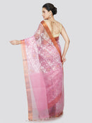 PinkLoom Women's Silk Jamdani Saree With Unstitched Blouse Piece