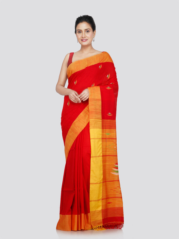 PinkLoom Women's Cotton Saree With Unstitched Blouse Piece