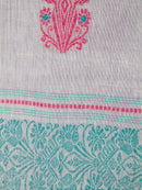 PinkLoom Women's Grey Cotton Saree