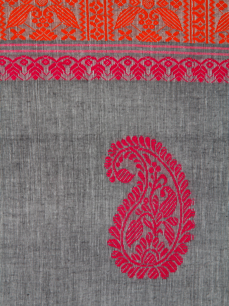 PinkLoom Women's Grey Cotton Saree