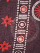 PinkLoom Women's Purple Printed Linen Silk Saree