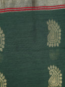 PinkLoom Women's Green Cotton Silk Saree