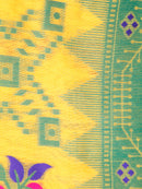 PinkLoom Women's Yellow Soft Cotton Jamdani Saree