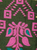 PinkLoom Women's Green Soft Cotton Jamdani Saree