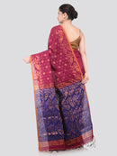 Pinkloom Magenta Handloom Cotton bleand Saree