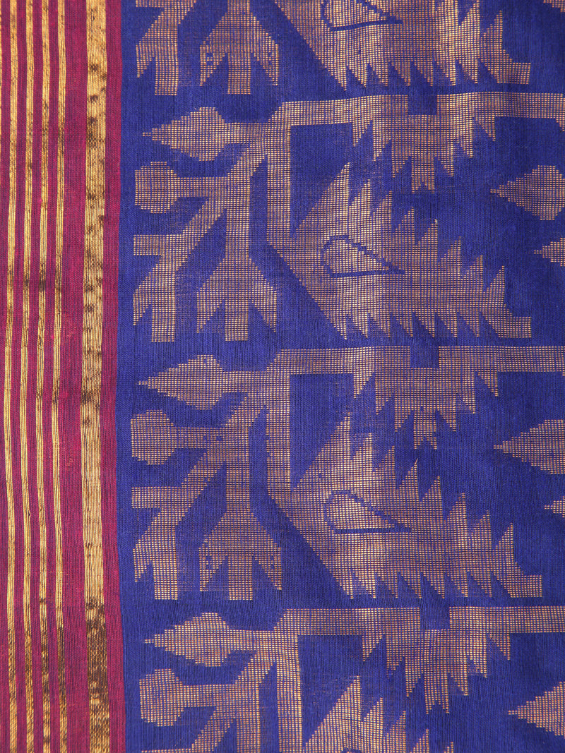 Pinkloom Magenta Handloom Cotton bleand Saree