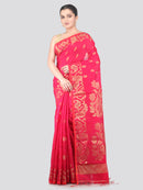 Pinkloom Pink Handloom Cotton bleand Saree
