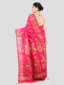 Pinkloom Pink Handloom Cotton bleand Saree