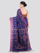 Pinkloom Blue Handloom Cotton bleand Saree