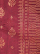 Pinkloom Maroon Handloom Cotton bleand Saree