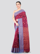 Pinkloom Magenta Handloom Cotton bleand Saree