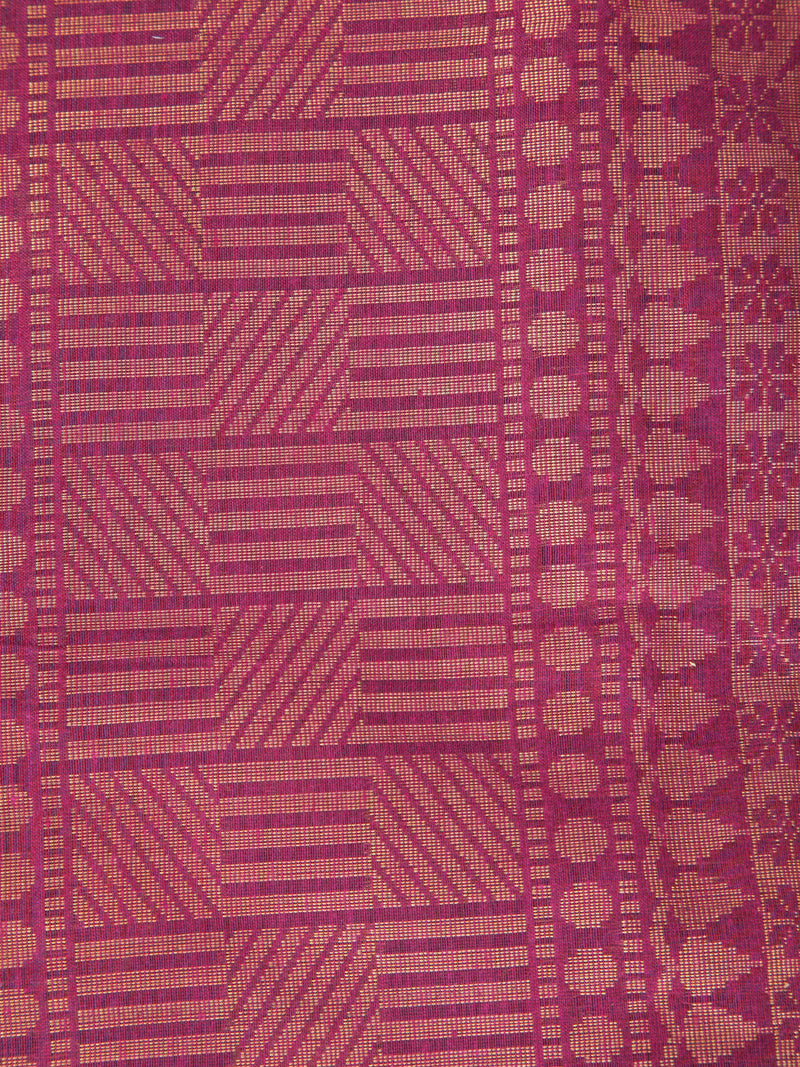 Pinkloom Magenta Handloom Cotton bleand Saree
