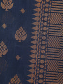 Pinkloom Neavy Blue Handloom Cotton bleand Saree