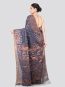 Pinkloom Grey Handloom Cotton bleand Saree