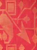Pinkloom Red Handloom Cotton bleand Saree