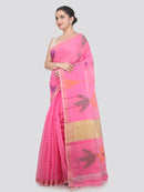 Pinkloom Pink Handloom Cotton bleand Saree