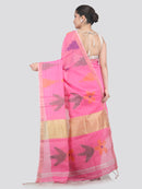 Pinkloom Pink Handloom Cotton bleand Saree