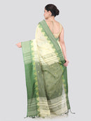 Pinkloom Off White Handloom Cotton bleand Saree