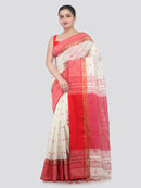 Pinkloom Off White Handloom Cotton bleand Saree